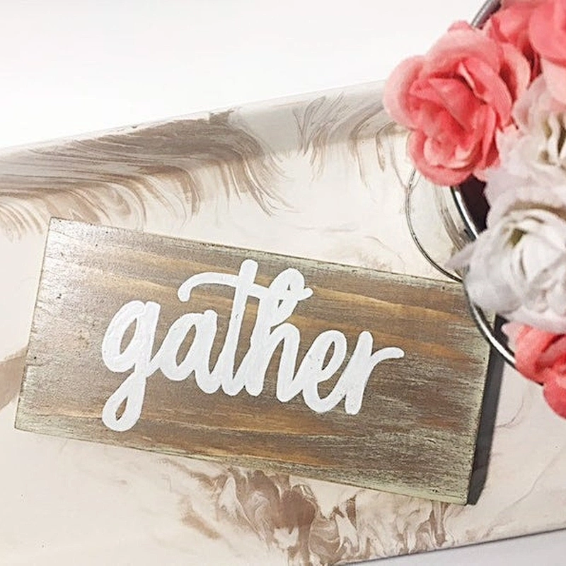 Home decoration walls, billboards,Wooden sign/Gather handmade wood mini sign, rustic desk accessory