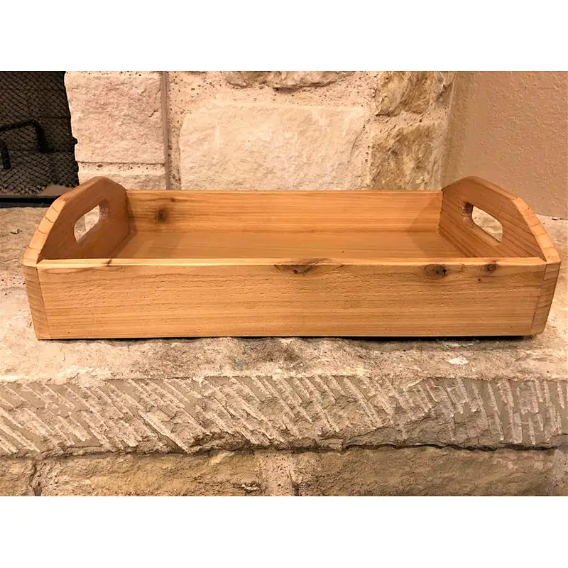 Handmade Rustic Wood Serving Tray with Handles