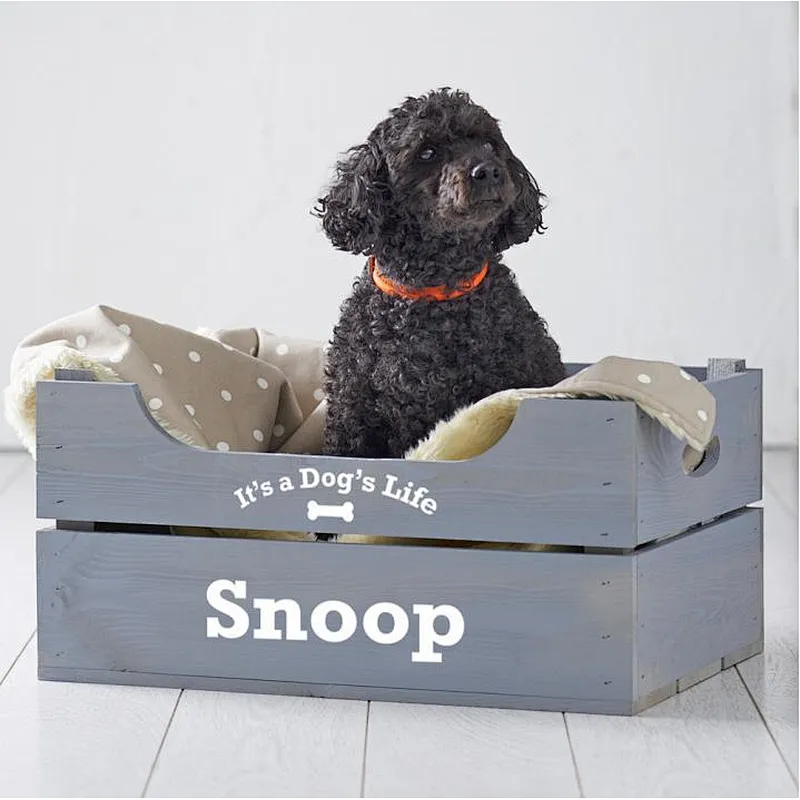Custom Personalised Wood  Crate Dog Pet Bed - It's a Dog's Life 2020