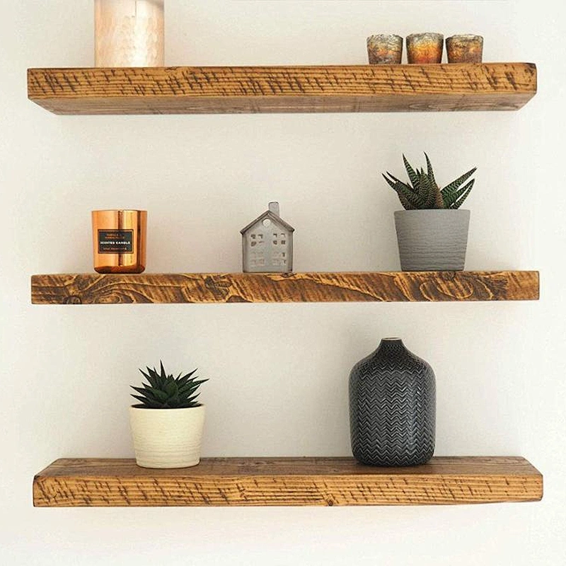 pine wood floating shelves decoration wall shelf for living room