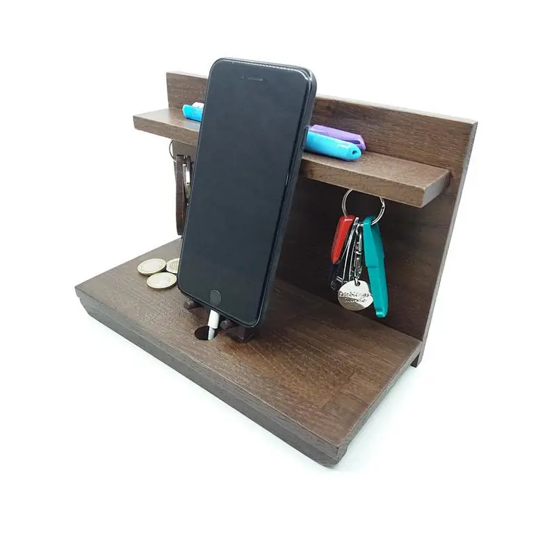 Wooden docking station men wood phone docking station wireless charge wood docking phone station