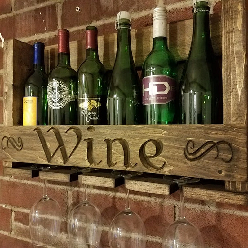 Rustic Wine Wall-mounted Shelf For Family