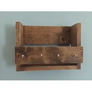 Rustic wood floating wall shelves book shelf wooden wall mounted wall shelf with hooks