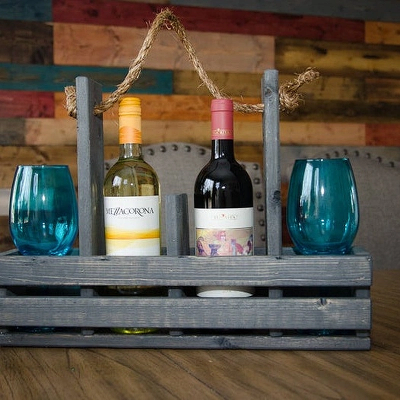 Wooden wine bottle holder, Tote,  Wedding Gift,crate box
