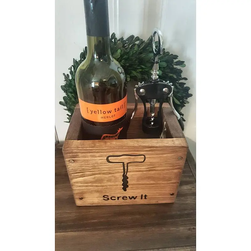 Wine box Wooden wine Bottle Holder  Humorous wine enthusiast gift Personalized gift  Handmade