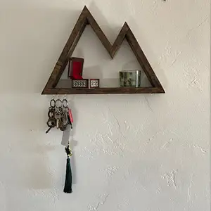 Mountain Shelf Key Holder- Rustic Mountain Key Holder for house keys, the dog leash, and entryway stuff
