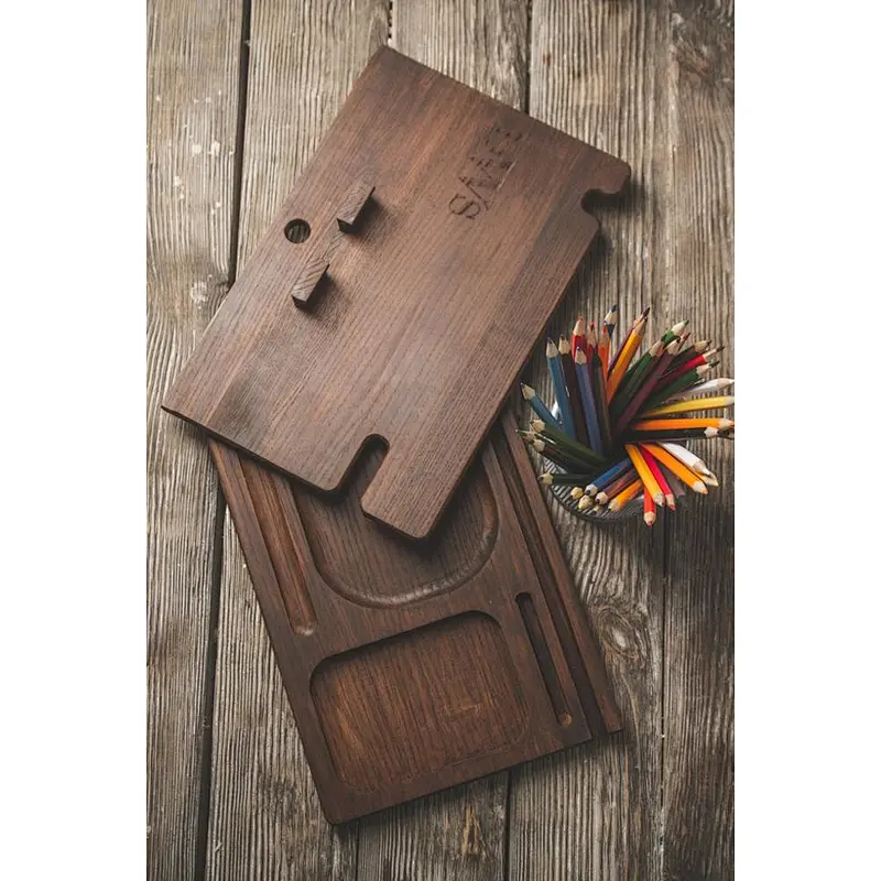 Natural walnut wood phone docking station desk mobile phone holder docking station wood
