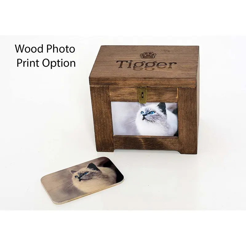 Personalized Pet Memory Box Dog/Urn Memorial Photo Frame Chest Picture Keepsake