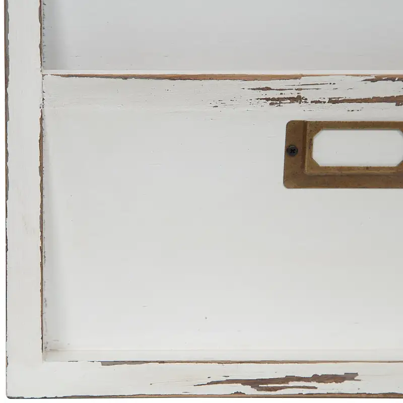 Wall Decor.Knick Knack Shelf Rustic Home Decor.Dorm Room Decor-Gallery Solutions Distressed White Wall Mail Organizer Letter Bin