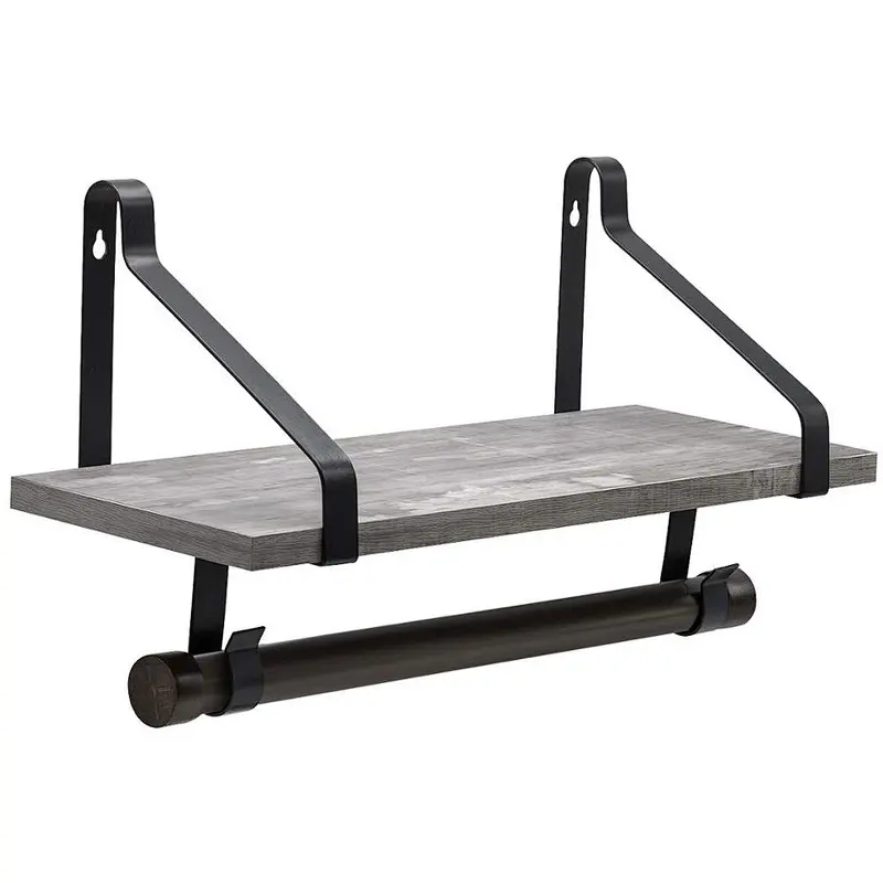 Rustic wood floating wall shelves wall shelves for bedroom bathroom shelf with hooks wall mounted