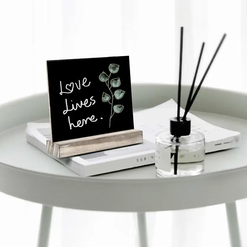 HOME 6-Pack 5 X 6 inch Mini Table Chalkboard Signs with Rustic Real Wood Stand for Baby Shower, Wedding Sign