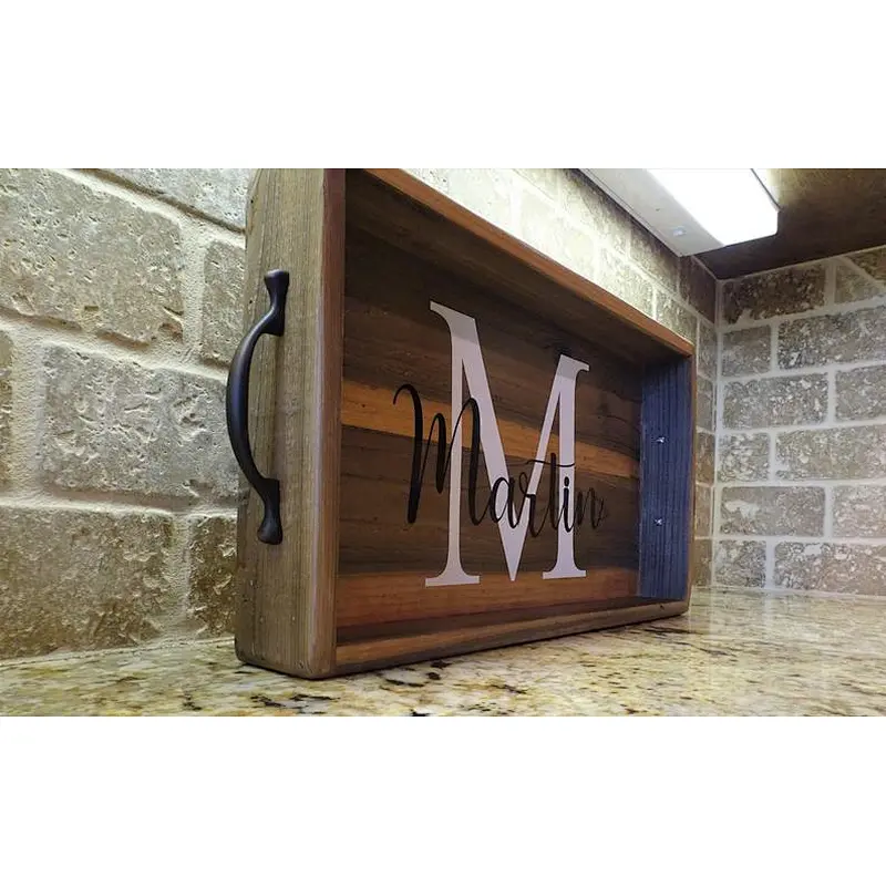 Handmade Personalized Wood Serving Tray With Handles