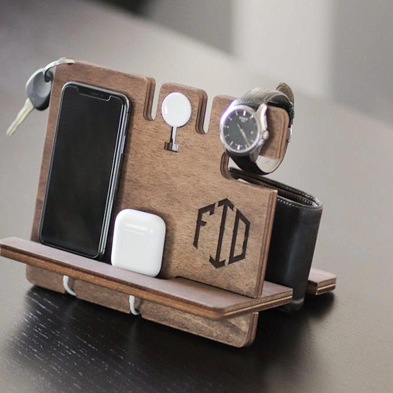 Organizer Wooden Charging Station Personalized Charging Station Apple Watch Charging Station Wood Christmas Corporate Gift