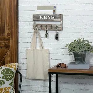 Wall Mounted Rustic Key Holder with Mail Storage Custom wall mounted record holder