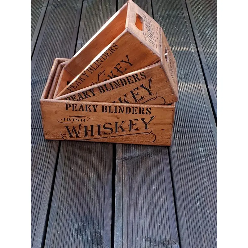 Whiskey Wooden Handcrafted Rustic Oak Storage Wooden Box crate box