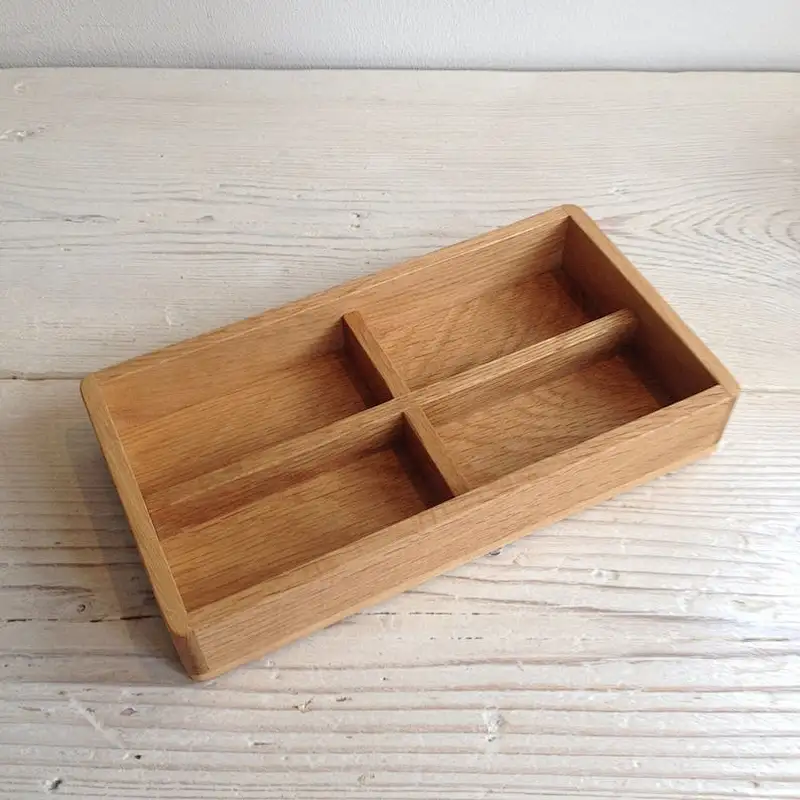 Divided wooden tray jewelry box handmade organizer valet catch all desk tidy storage makeup gift