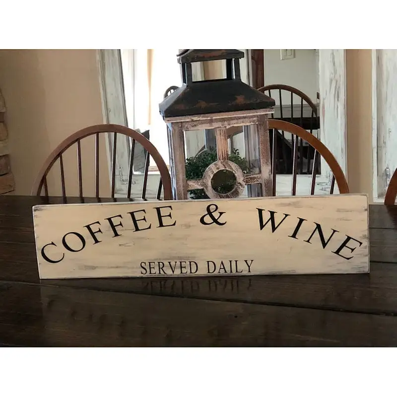 Coffee and Wine sign,  Coffee Sign, Distressed , Rustic Farmhouse, Wall Decor