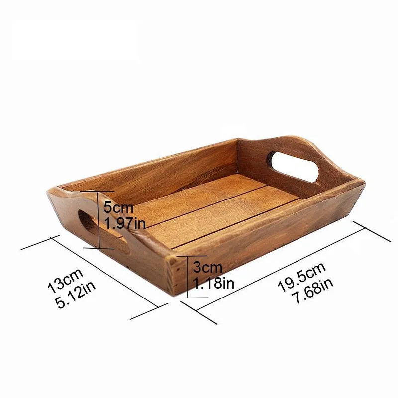 Storage Box Wooden Table Organizer Holder Tea Tray Home Furniture Decoration