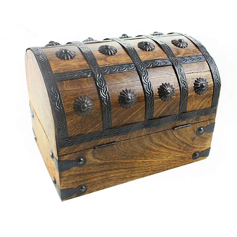 Well Pack Box Large Treasure Chest Wood Keepsake Jewelry Box Toy Treasure Box 8