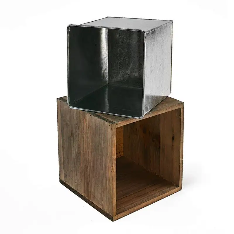 Wood Box Wood Planters Flower Wood Box with Removable Zinc Liner
