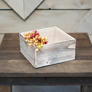 Planter Box Rustic Barn Wood Plastic Liner Square Woodland Wedding Decor Country Chic Centerpiece