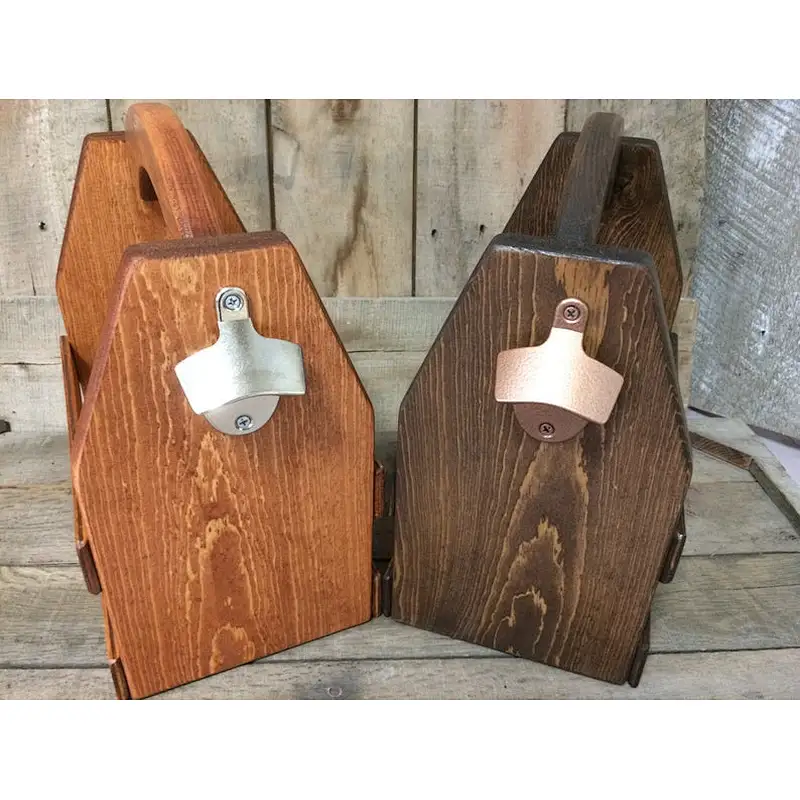 Wooden Beer Carrier-Beer Caddy-bottle opener