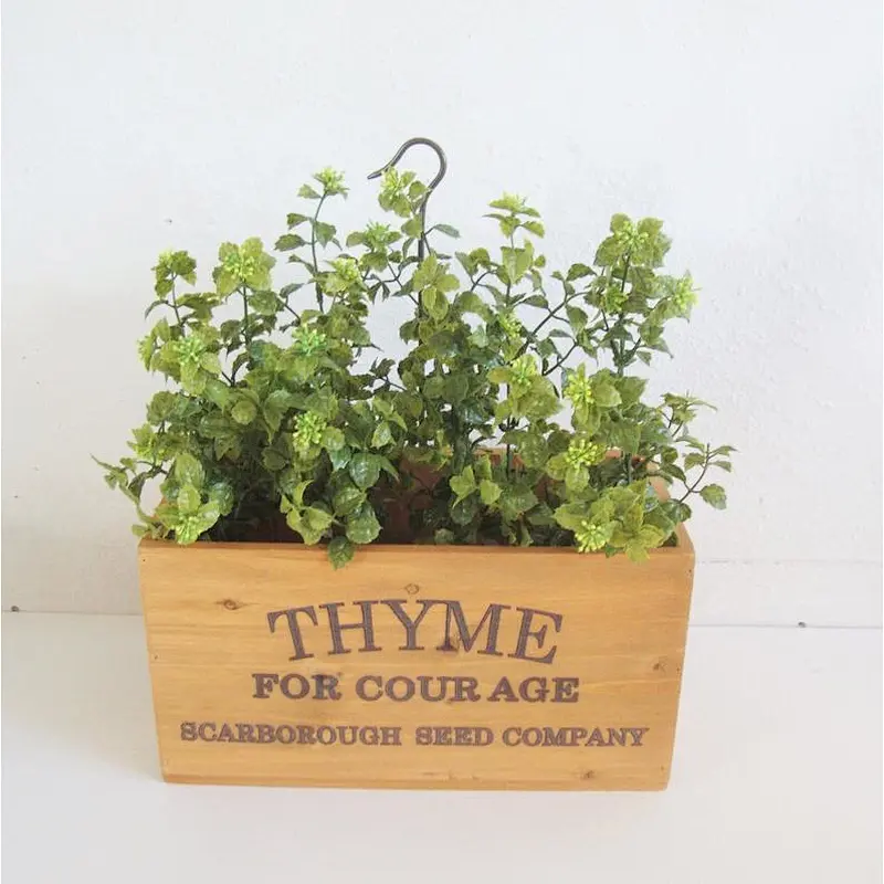 Artificial Mixed Succulent Plants in Rectangular Brown Wooden Planter Box,Herb Box Set