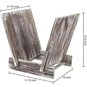 Rustic Torched Wood Vinyl Record Display Stand Home Decor Accents