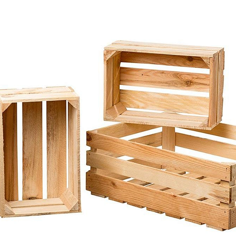 Farmers Market Wooden Fruit Crates Set of 3 Sustainable Fir Nesting Rectangles  for Display  Storage