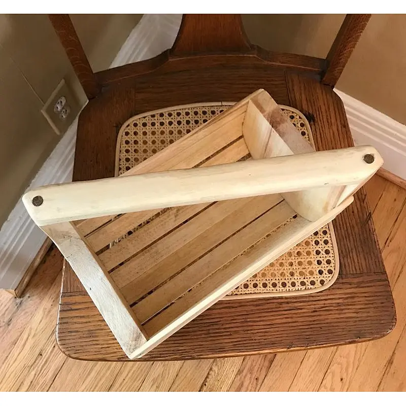 Gardener Gift, Beverage Tote, Gardening Tool, Kitchen Utensil Storage-Hardwood Basket with Diagonal Handle
