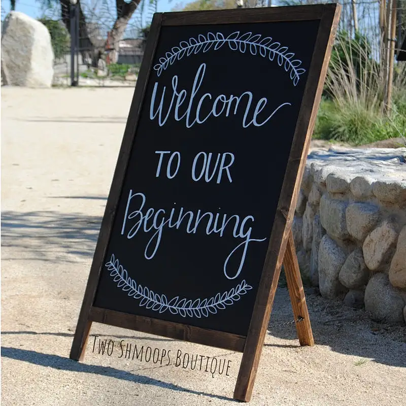 Chalkboard Easel - Wedding Chalkboard Sign   Sidewalk Chalkboard Wedding Sign Wooden sign