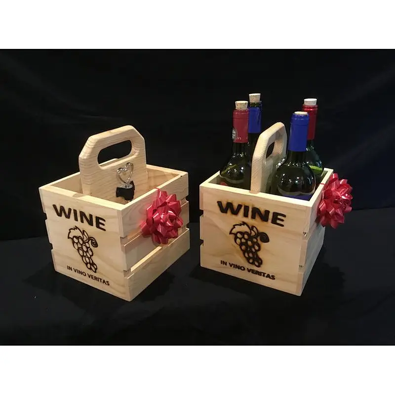 Four Bottle Wooden  Wine Box  Gift Packaging Box