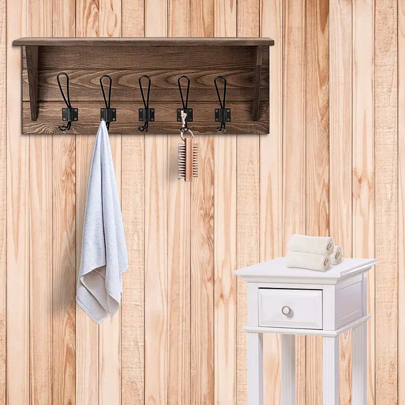 Rustic wood floating wall shelves shelf wall for living room wall shelf with hooks