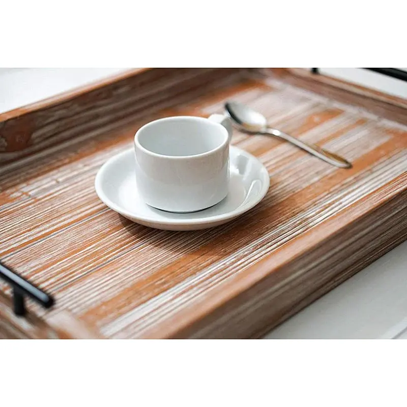 arge Decorative Farmhouse Tray - Wooden Ottoman Tray for Living Room and Kitchen - Rustic Serving and Decor Trays