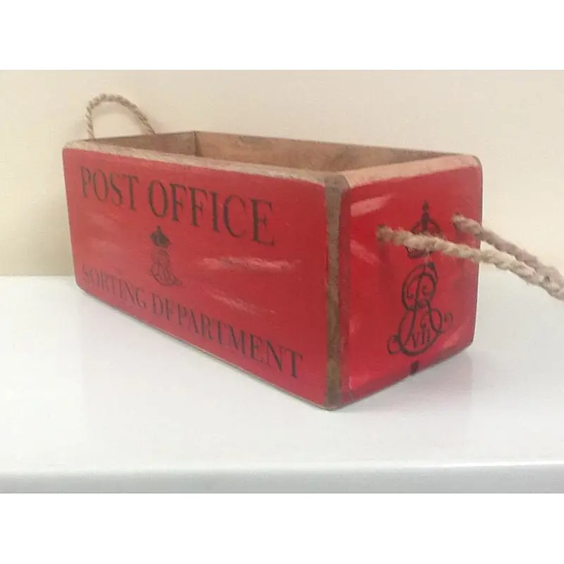 POST OFFICE retro style wooden storage crate for letters