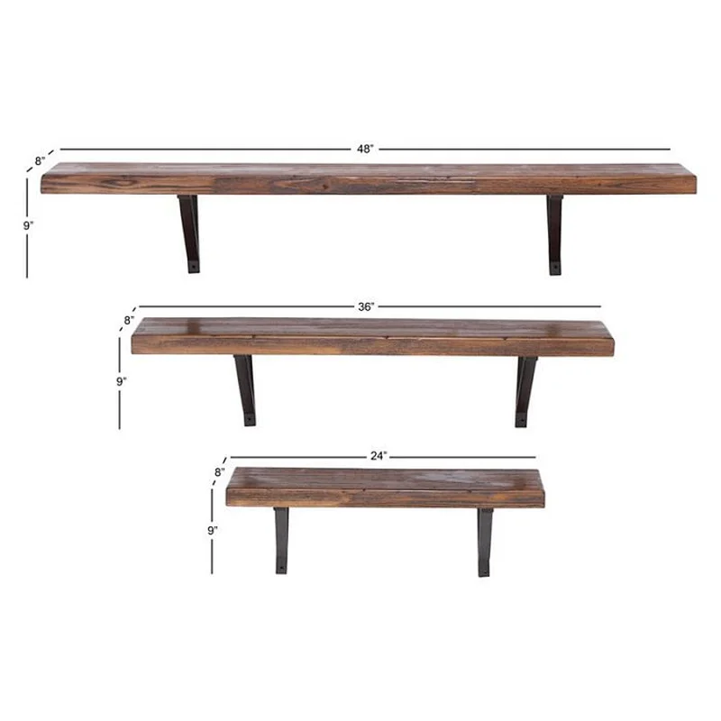 Floating Shelves Wooden Wall -Mounted Set of 3 Rustic Hanging Floating Shelf Wooden wall shelves to table wall book shelf