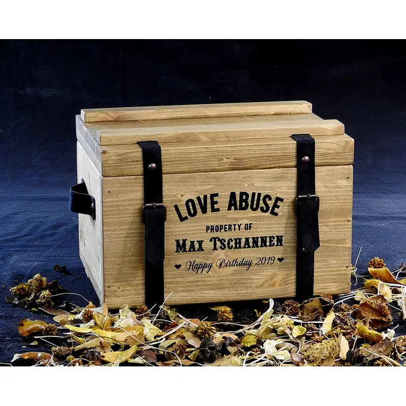 rustic whiskey box treasure chest wedding card holder personalised gift for men vintage wood