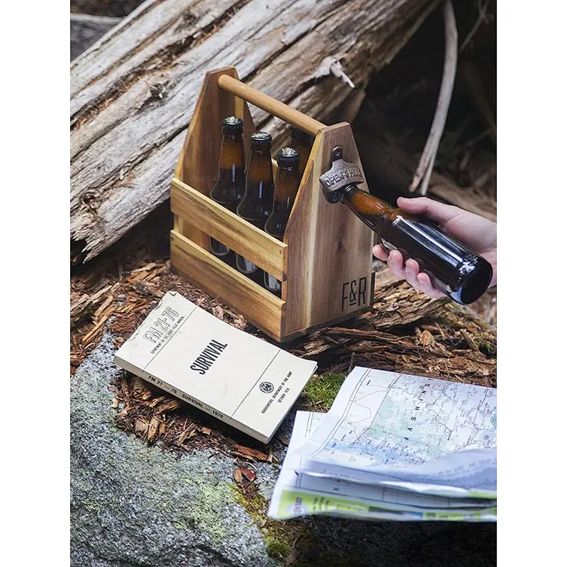 Farmhouse Home Decor Wood Beer 6 pack Carrier, Caddy, Holder, Tote,Bottle Carrier