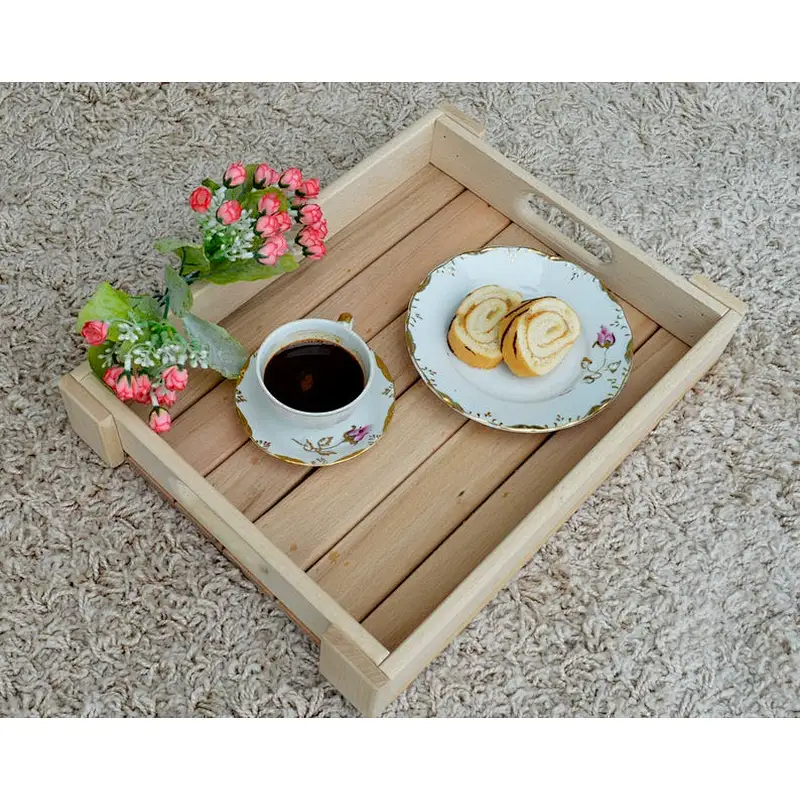 Antique Style Wooden Serving Tray-lock n flat crate-Country Rustic Wood Coffee Tray