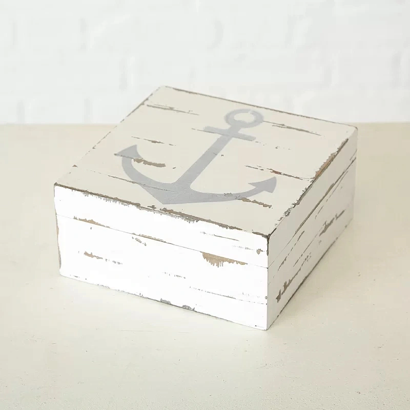 rustic personalized customized big storage boxwooden box lid handle Anchors Away 2 Piece Solid Wood Box Set