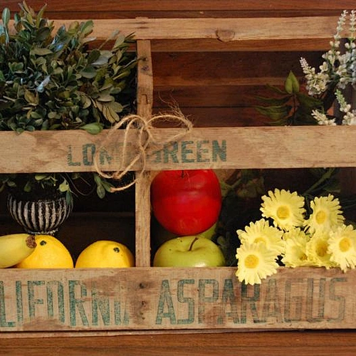 Vintage California Vegetable Crate, vintage craft storage, magazine storage