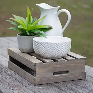 Cheap Wooden Half Crate in Weathered Gray