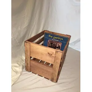Vinyl Collapsible Record Storage Pine  Wood Fruit Crate