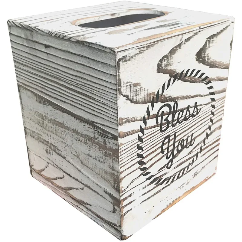 ountreeC Rustic Tissue Box Cover - Farmhouse Tissue Box Holder  with 