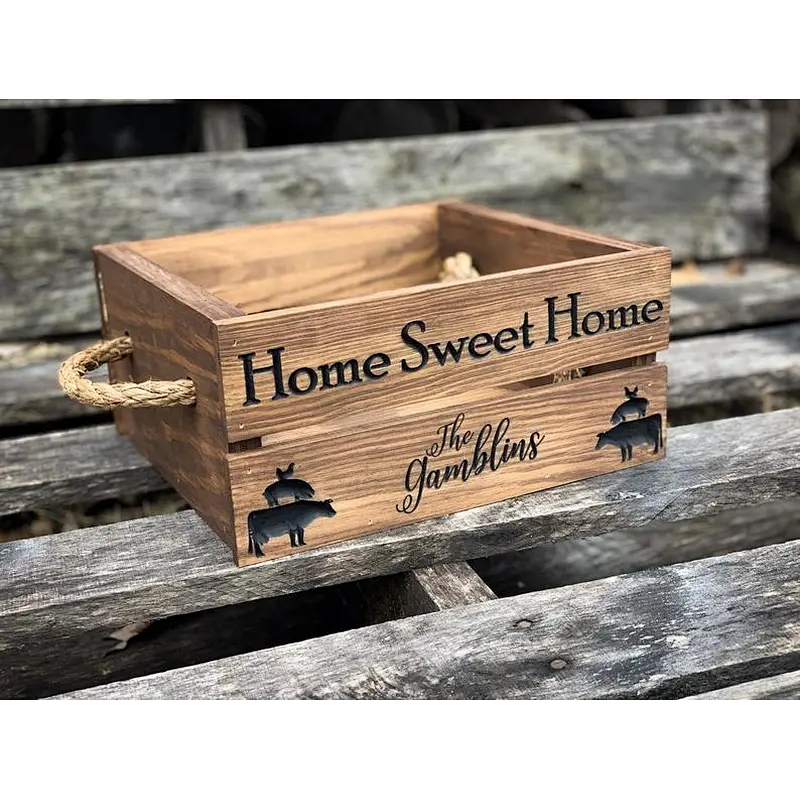 Farmhouse Gifts Wood Box Jewelry organizer wood storage box  tissue box holders  with ceramic flower