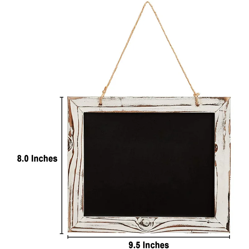 Rustic Barnwood Wall Mounted Hanging Chalkboard Sign Made from Distressed Wood & Rope Hanger 24*20cm Wooden Hanging Chalk Sign
