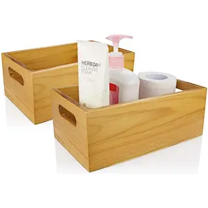 Pine storage box with handle opening box, toilet wood storage box, suitable for bathroom and kitchen
