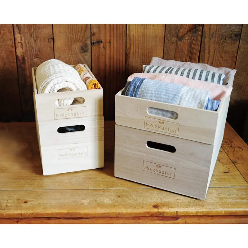 Rustic unfinished wholesale cheaper home delicate practical  decoration big personalized customized of wooden box crates trays