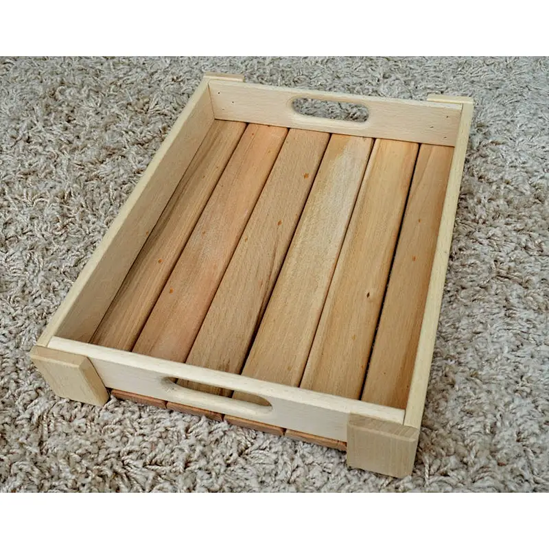 Antique Style Wooden Serving Tray-lock n flat crate-Country Rustic Wood Coffee Tray