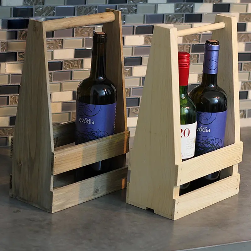 Crate Wine Carrier in Weathered Gray